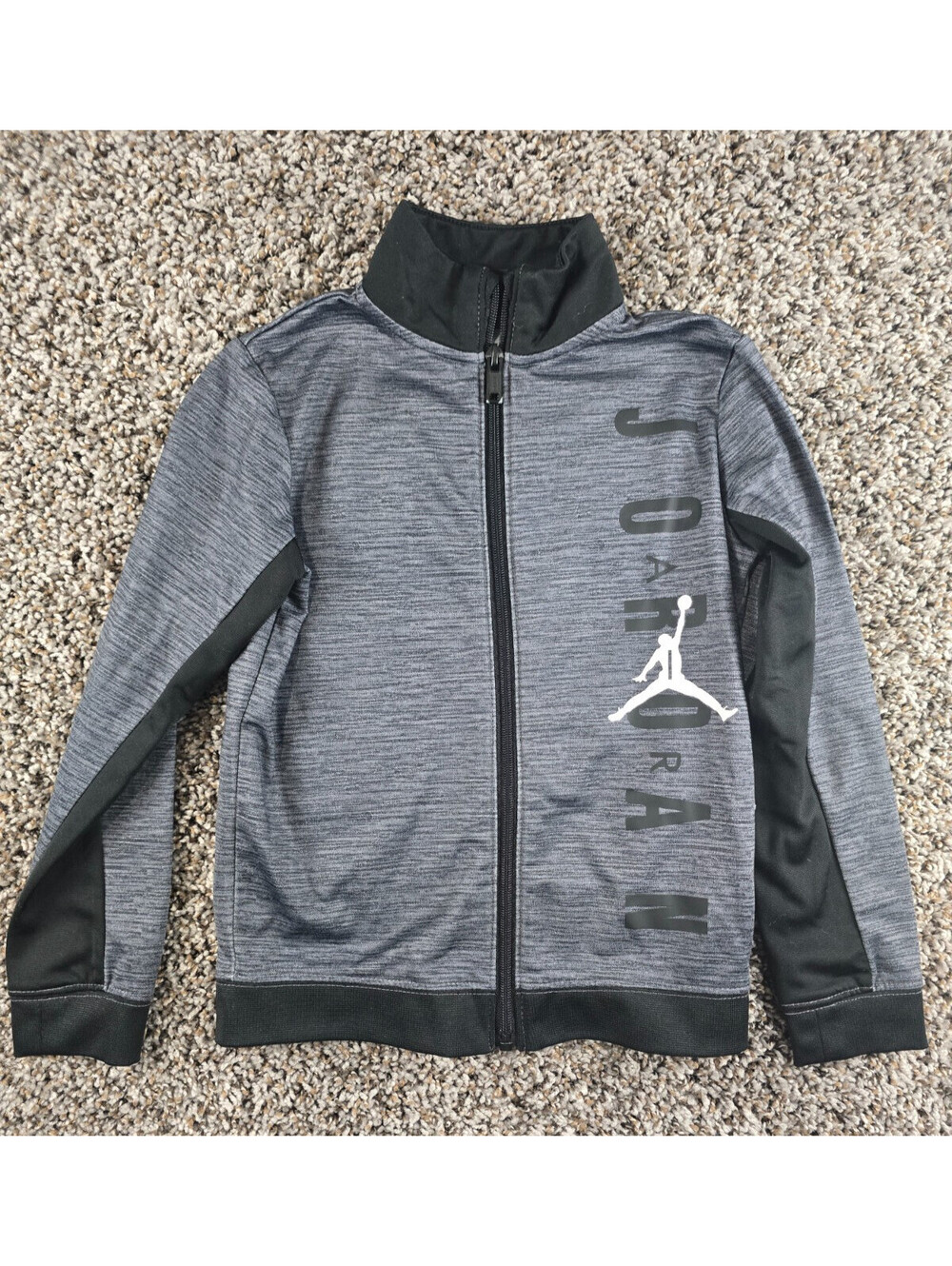 Air Jordan Boys Sz S Zip Up Track Jacket Gray Black Trim Nike